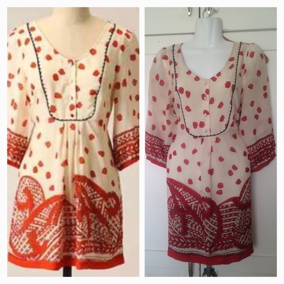 {Anthro} We Love Vera "Poppy Showers" Tunic - Picture 2 of 2